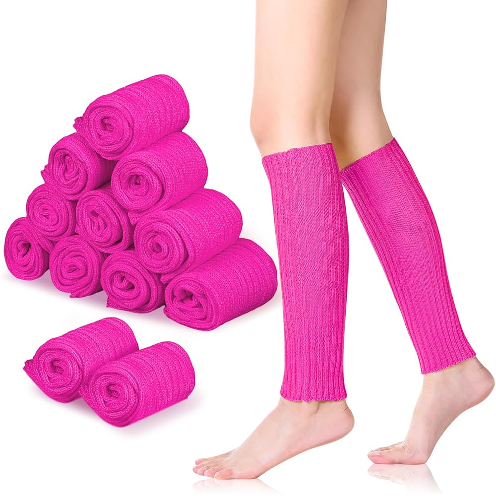 Suhine 12 Pieces Pink Leg Warmers Bulk Neon Leg Warmers
